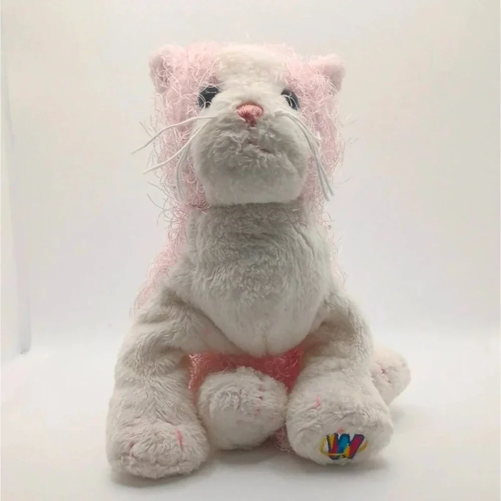 Ganz Webkinz Pink & White Cat HM189 Plush Stuffed Animal No Code Retired